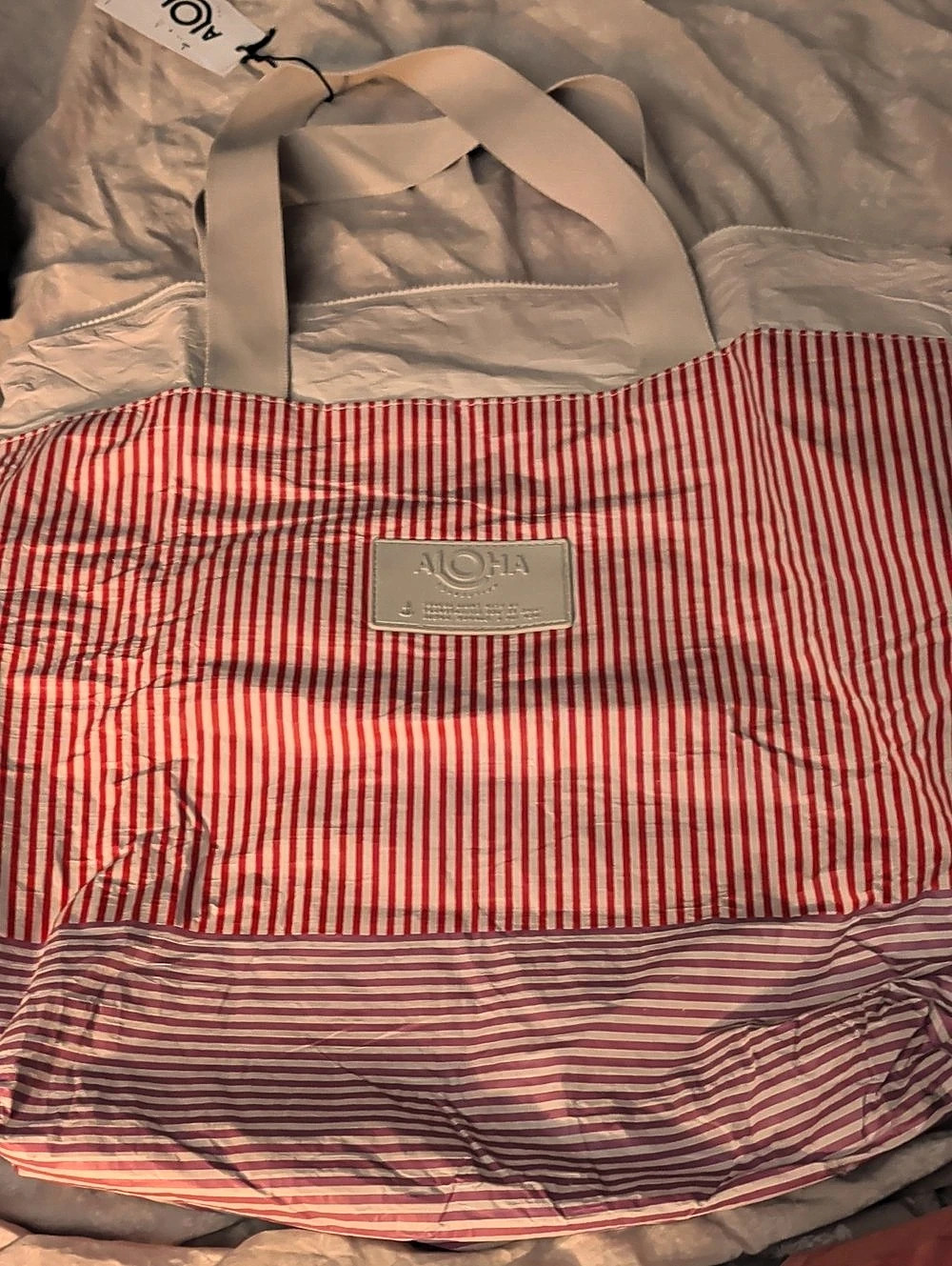 Aloha Collection Cabana Day Tripper Tote Bag Striped in Holiday Stripes NWT